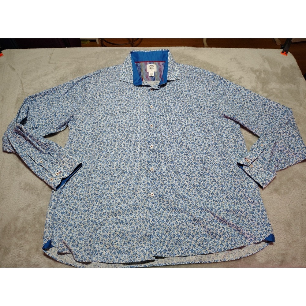 Society of Threads NYC Shirt Men XXL Blue Floral Vacation Comfort Button Up